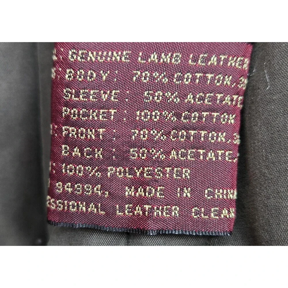 Vintage genuine lamb leather brown bomber jacket -‎ mens medium